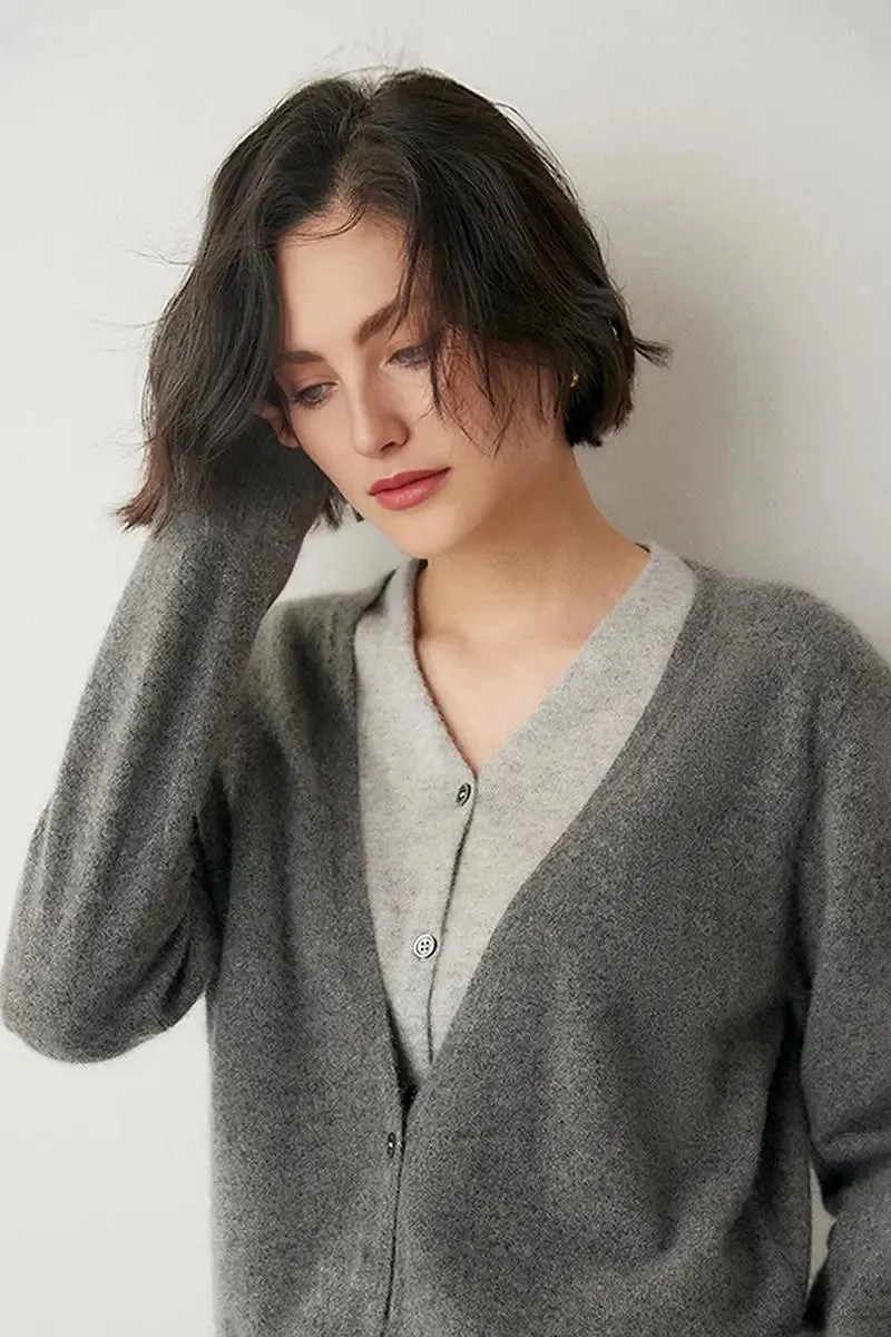 100 Cashmere Layered Colorblocked Cardigan