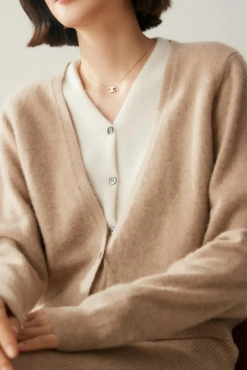 100 Cashmere Layered Colorblocked Cardigan