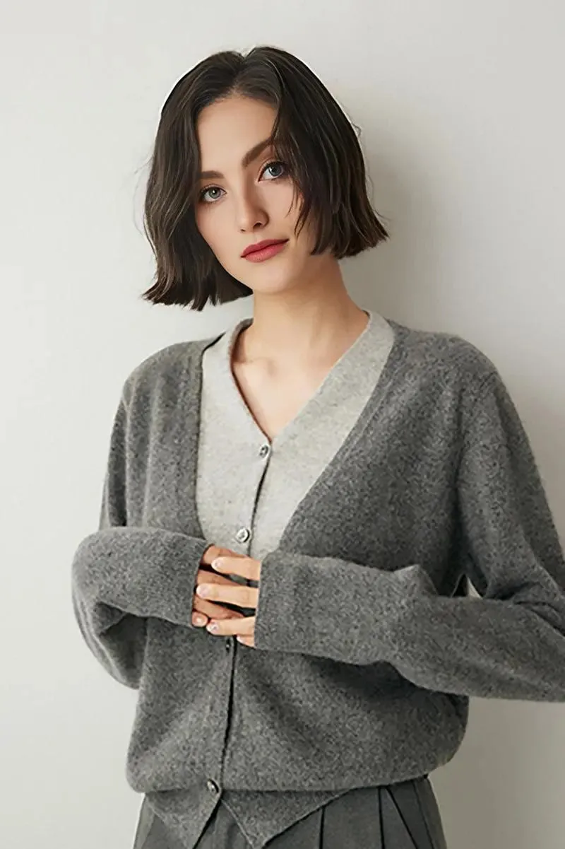 100 Cashmere Layered Colorblocked Cardigan