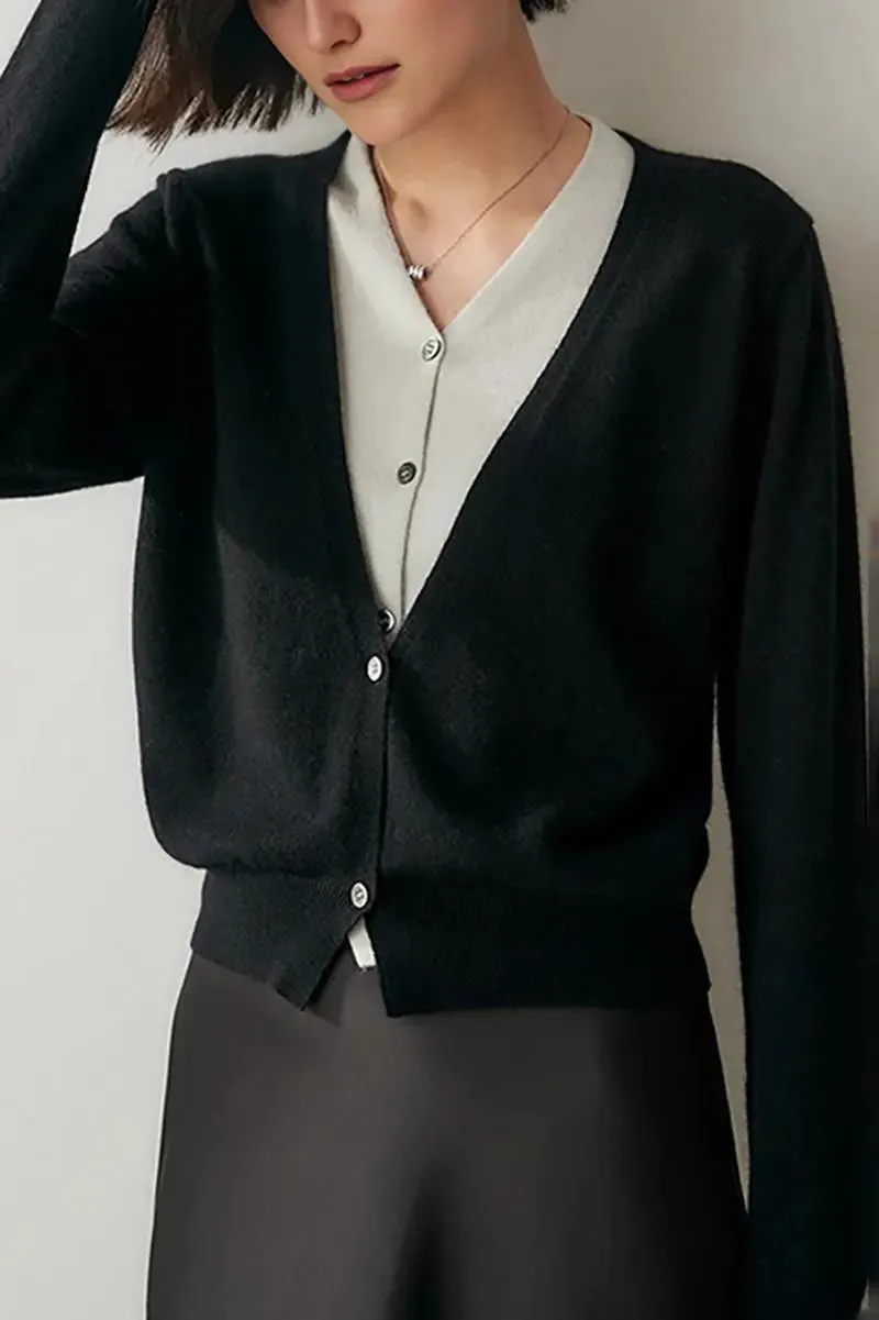 100 Cashmere Layered Colorblocked Cardigan