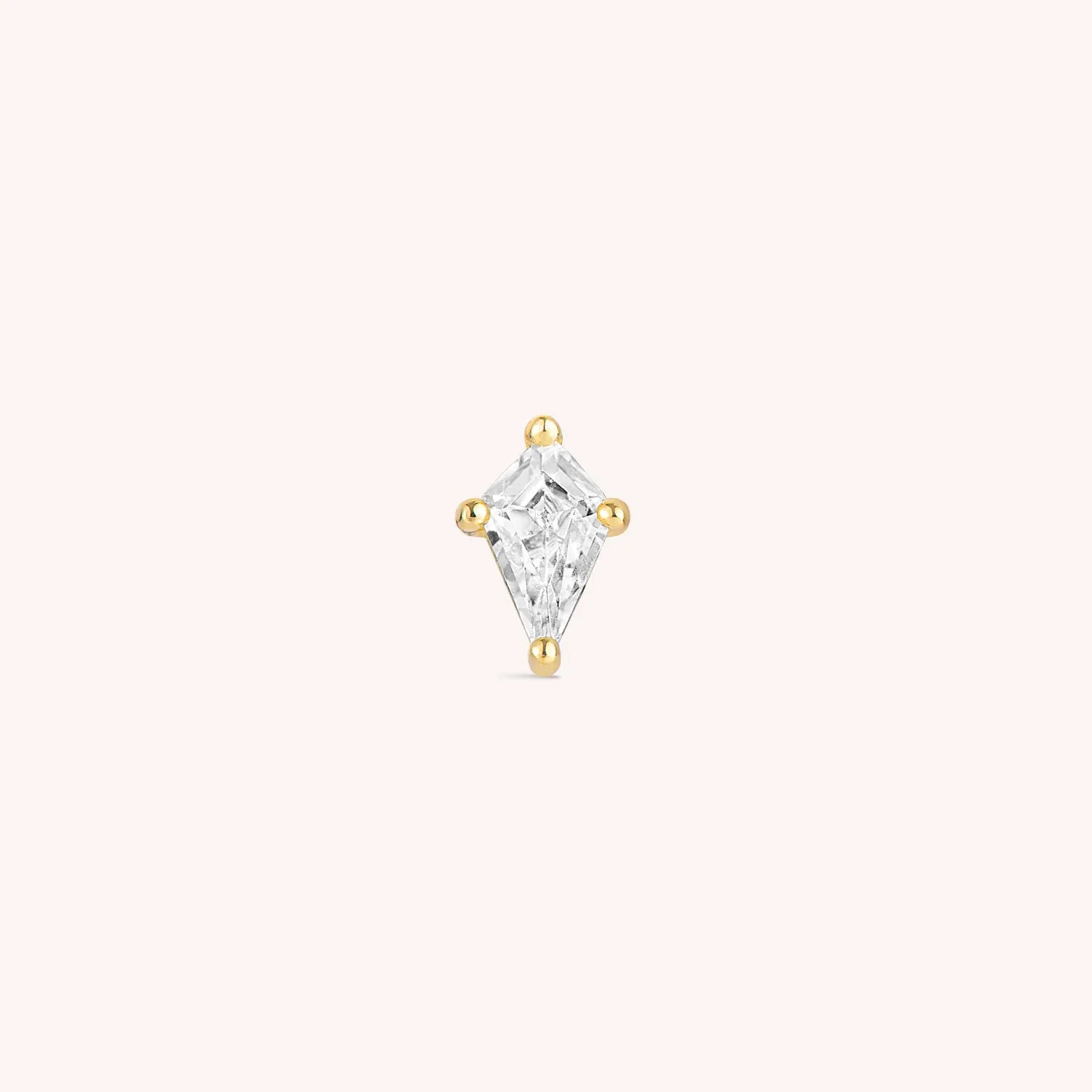 14K Solid Gold Losange Flatback Earring