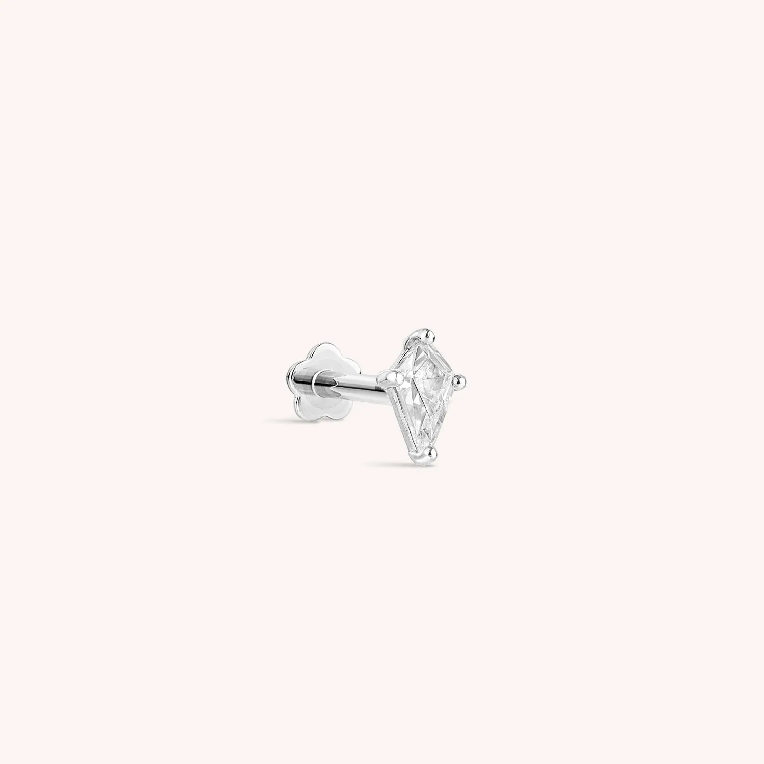 14K Solid Gold Losange Flatback Earring