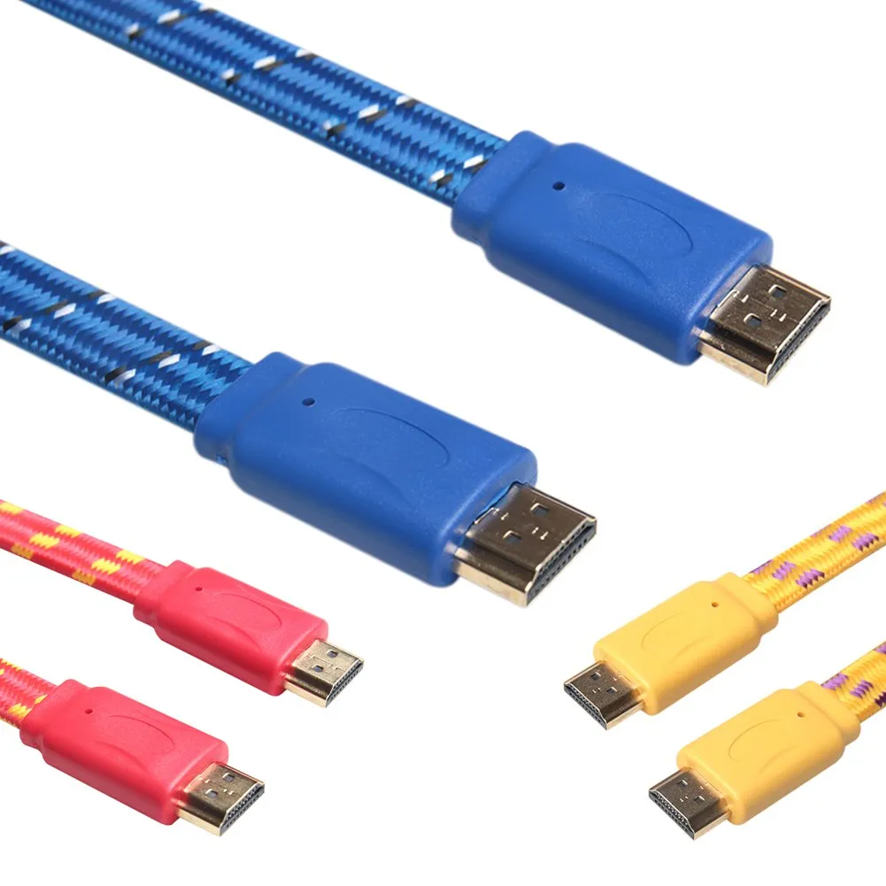 1.8m Copper Core with Woven Mesh Flat Audio Male to Male Video 1080P HDMI Cables 6Ft High Quality