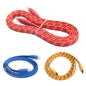 1.8m Copper Core with Woven Mesh Flat Audio Male to Male Video 1080P HDMI Cables 6Ft High Quality