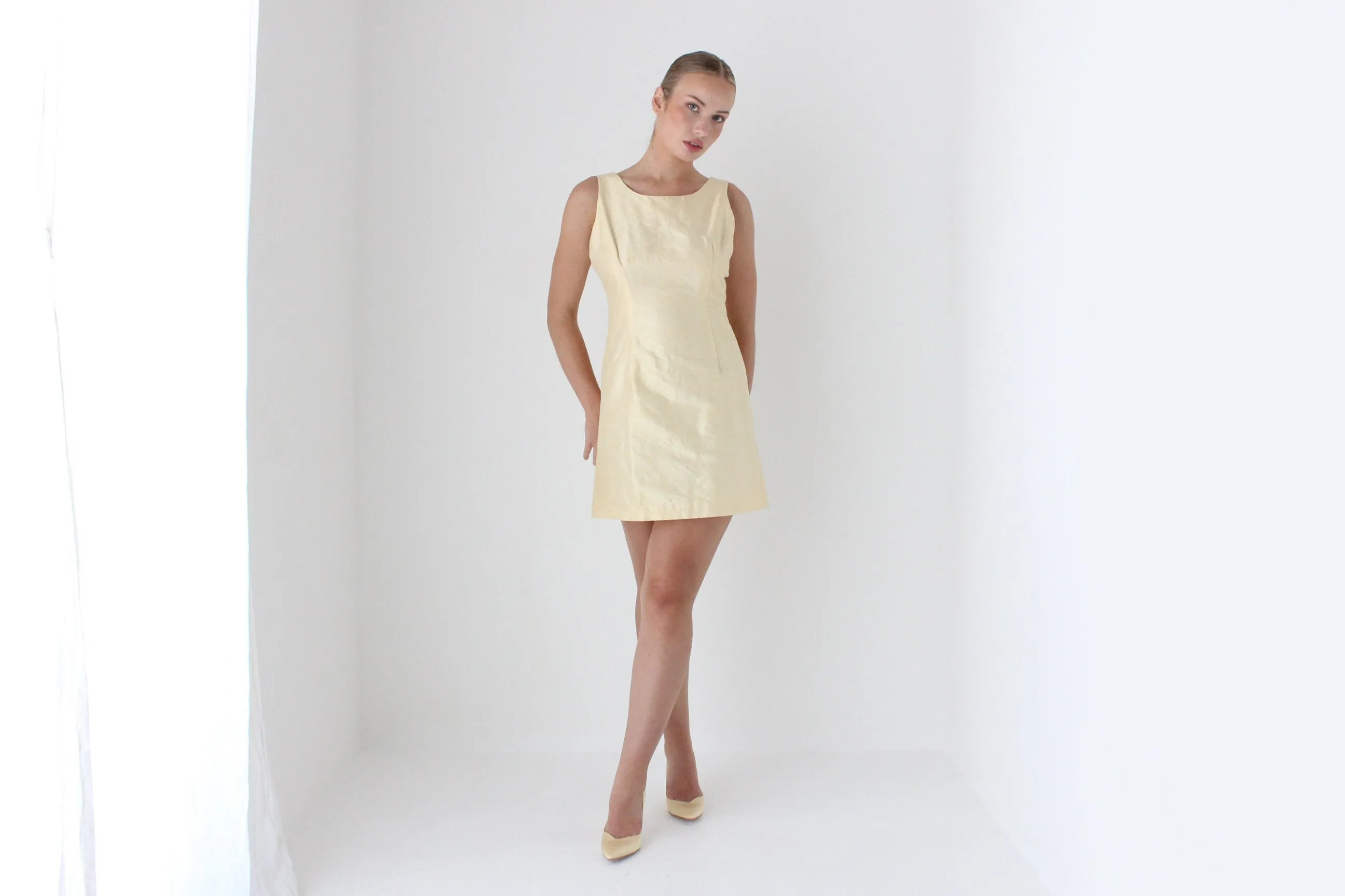 1980s Handmade Buttercream Raw Silk Mini