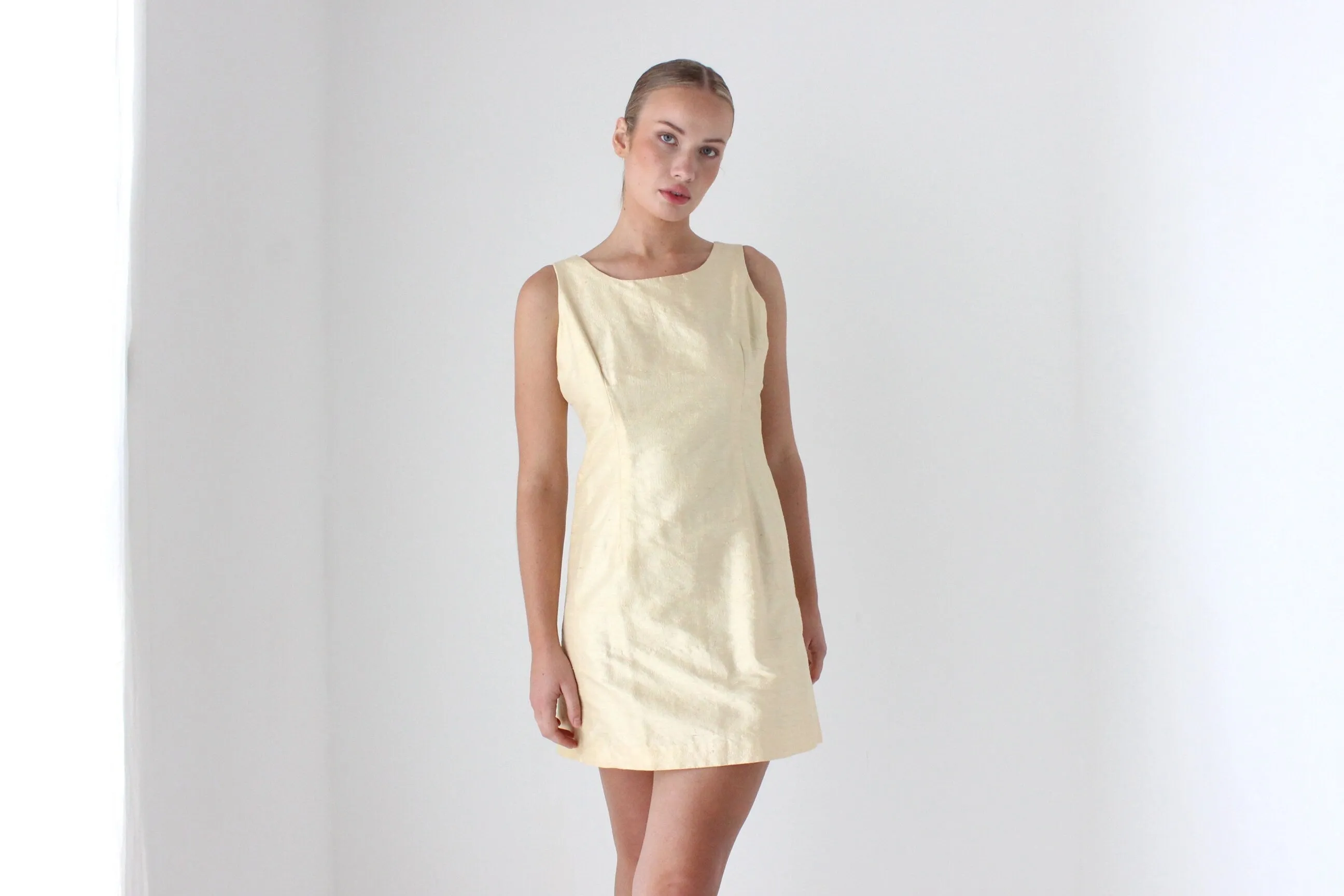 1980s Handmade Buttercream Raw Silk Mini