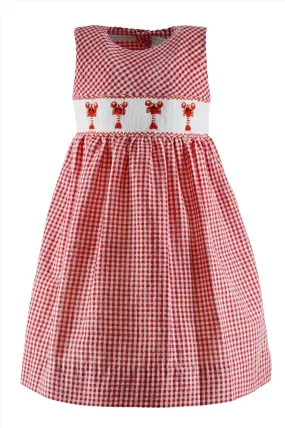 20106T-Smocked Lobster Seersucker Toddler Girl Dress