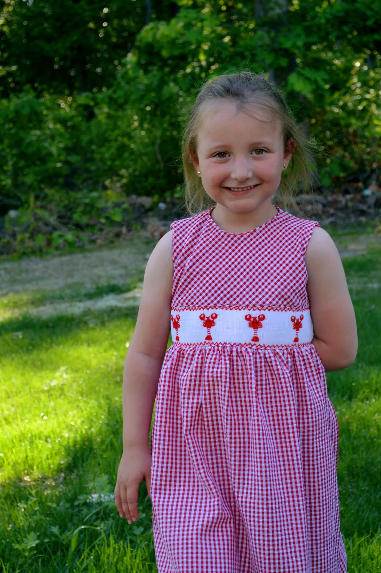 20106T-Smocked Lobster Seersucker Toddler Girl Dress