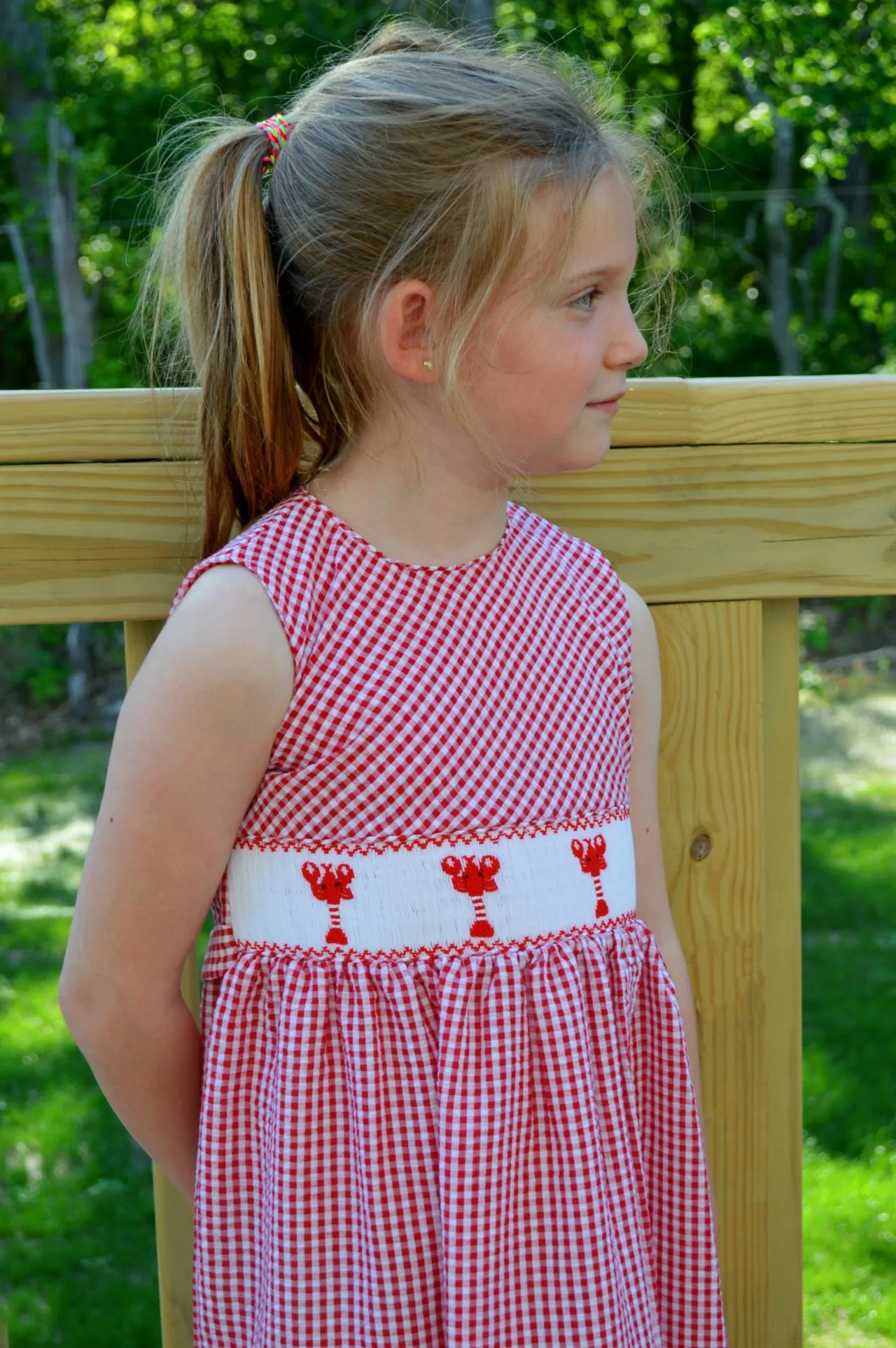 20106T-Smocked Lobster Seersucker Toddler Girl Dress