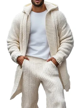 【24-hour shipping】Casual Loose Solid Hooded Knit Cardigan