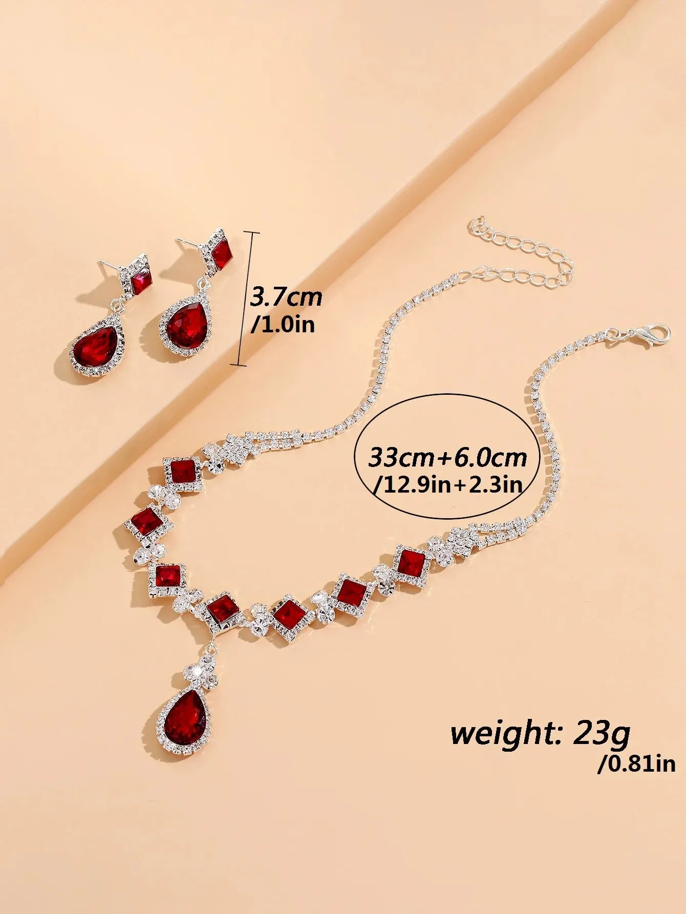 3-Piece Women's Chain Geometric Droplet Earrings Necklace Set