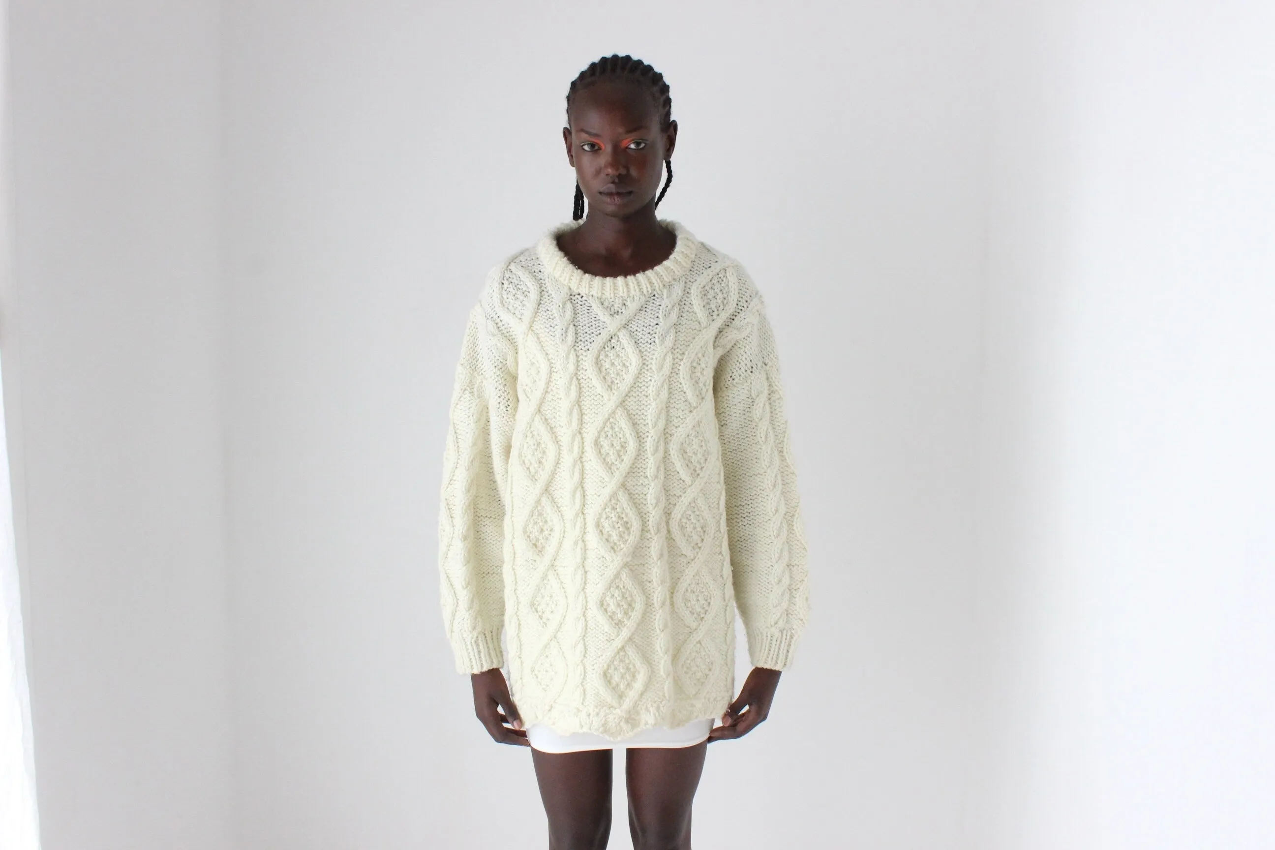 80s Chunky Cable Knit Sweater Dress