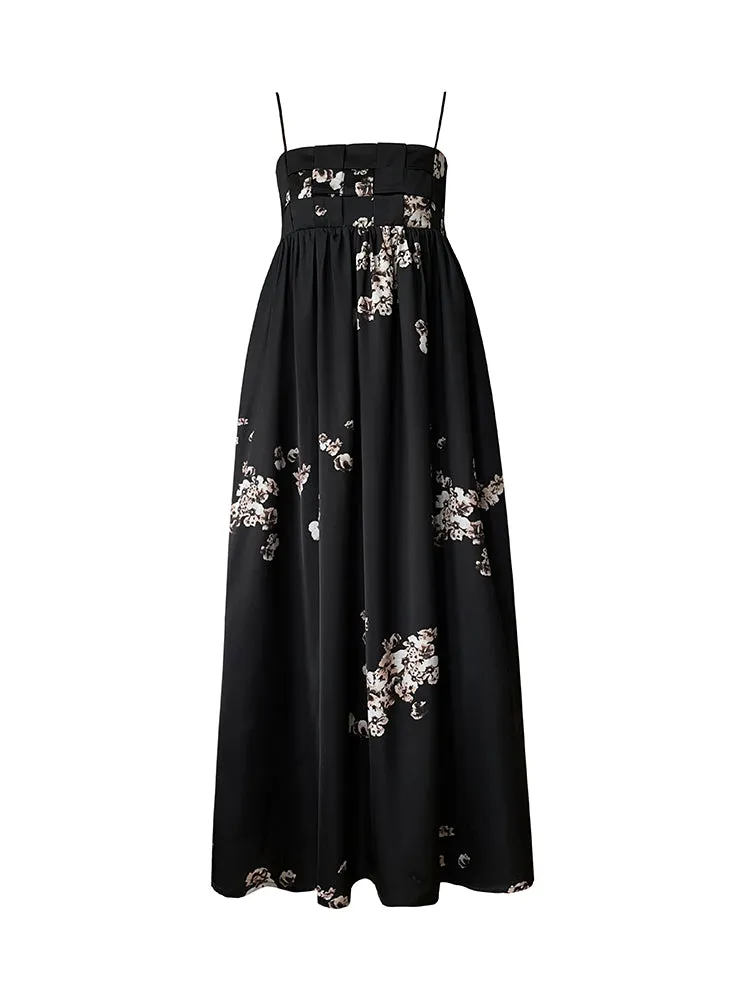 Aconiconi｜Luxury French japanese retro print tube top suspender loose dress - Kimiko
