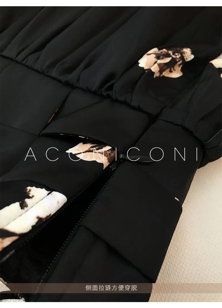 Aconiconi｜Luxury French japanese retro print tube top suspender loose dress - Kimiko
