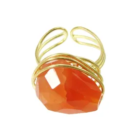 Agate Chunk Statement Ring in Orange WorldFinds