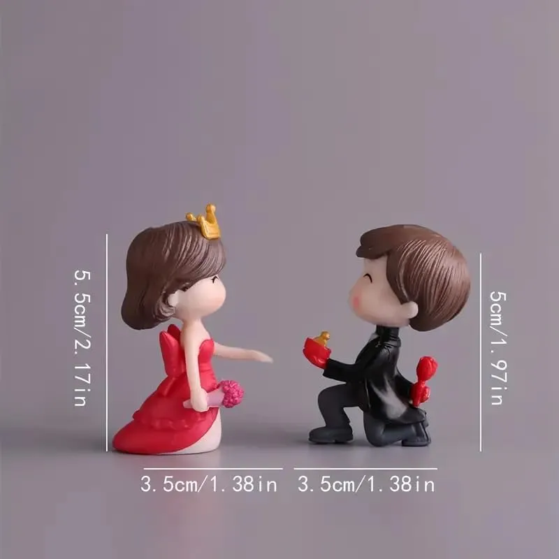 Amazon Brand - Umi Propose Day Miniature Gift for Girlfriend Boyfriend Husband Wife - Valentine Day Couple Gift for Lover - Couple Resin Miniature Statue for Home Decor Anniversary Wedding Gift