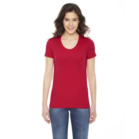 American Apparel Women's Red Poly-Cotton Short-Sleeve Crewneck