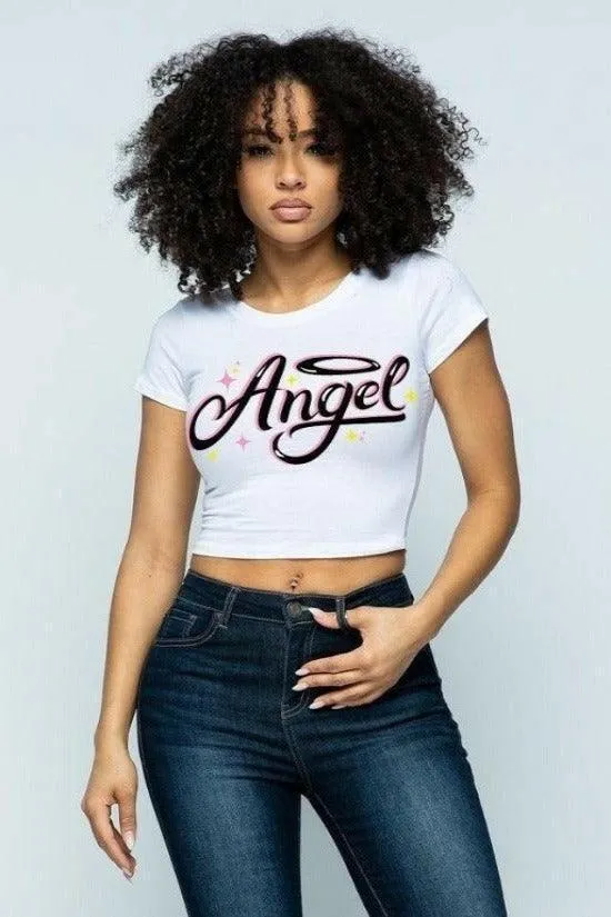 Angel Graphic crop top