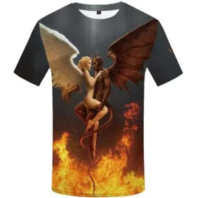 Angel T shirts Men Yinyang Tshirts Novelty Flame T shirts Funny Feather Tshirt Printed Skull T-shirts Graphic Short Sleeve