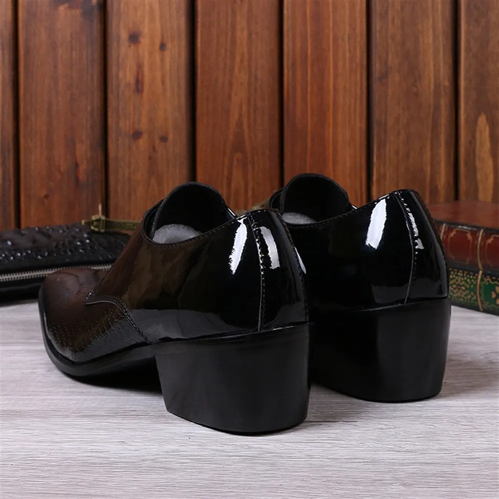 Animal Pattern Lace Up Pointed Formal Shoes