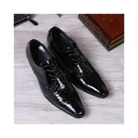 Animal Pattern Lace Up Pointed Formal Shoes