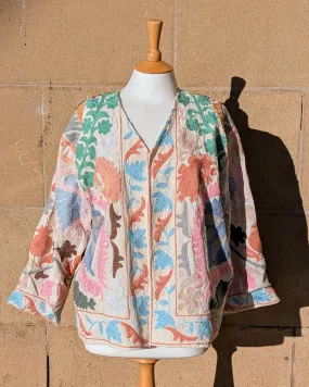 Anushka Pastel Tapestry Suzani Kimono Ladies Jacket No 23