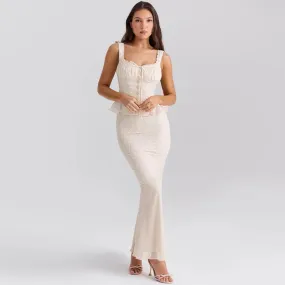 Aurora - Lace Peplum Maxi Dress