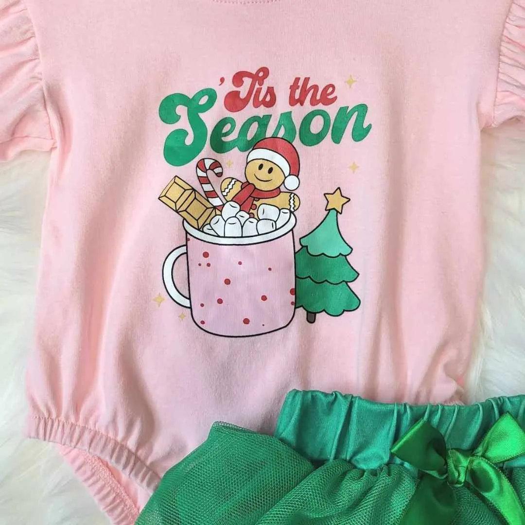 Baby Girl Tis the Season Green Tulle Skirt Set