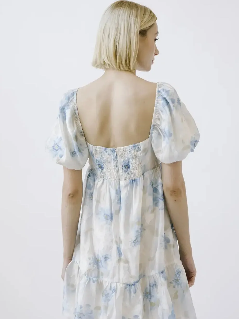 Babydoll Floral Puff Sleeve Mini Dress