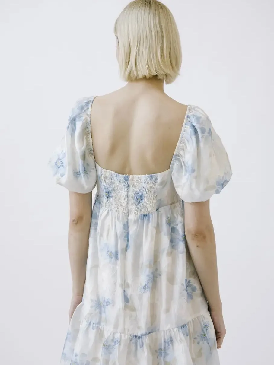 Babydoll Floral Puff Sleeve Mini Dress
