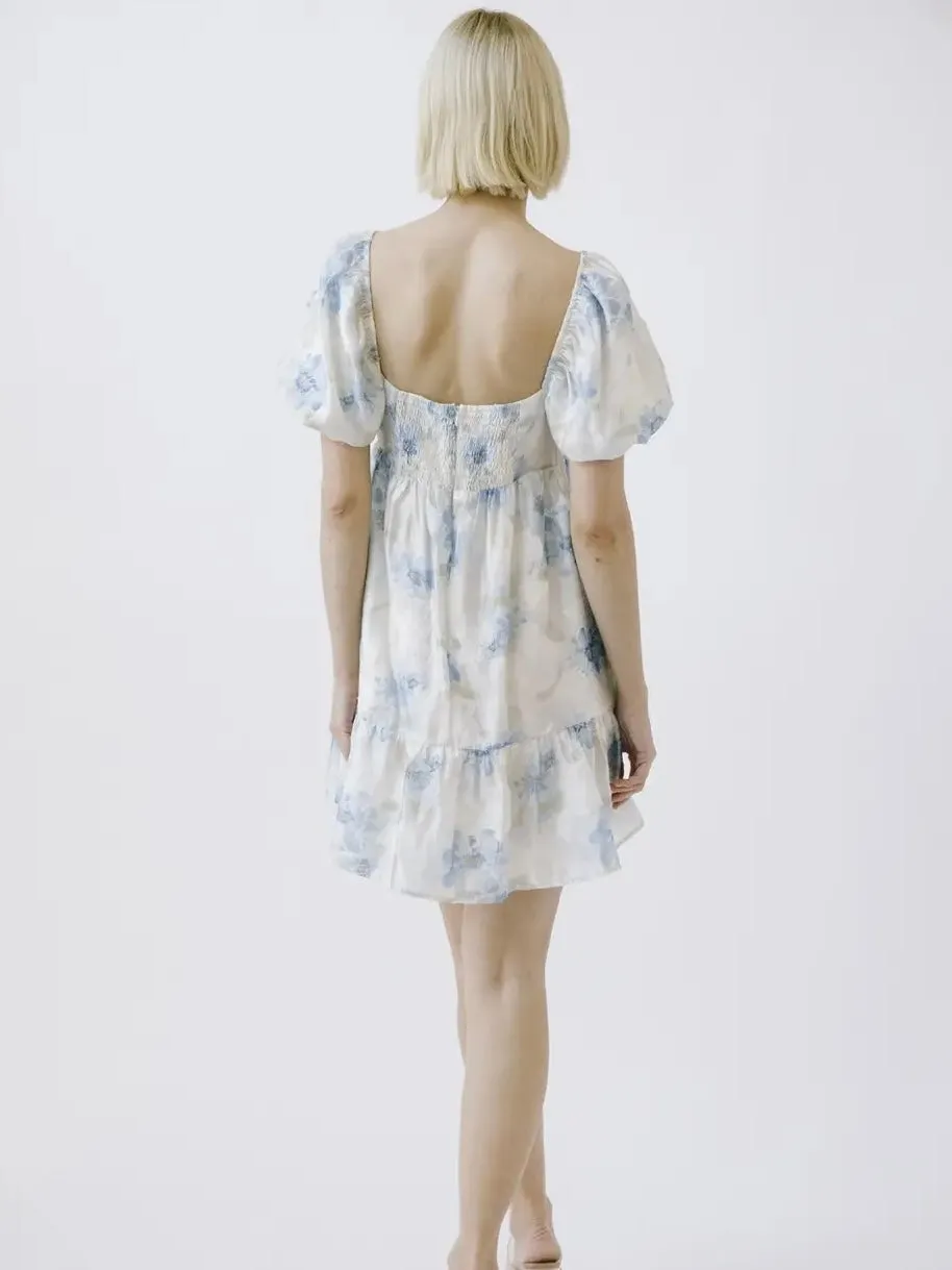 Babydoll Floral Puff Sleeve Mini Dress