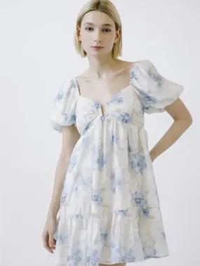 Babydoll Floral Puff Sleeve Mini Dress