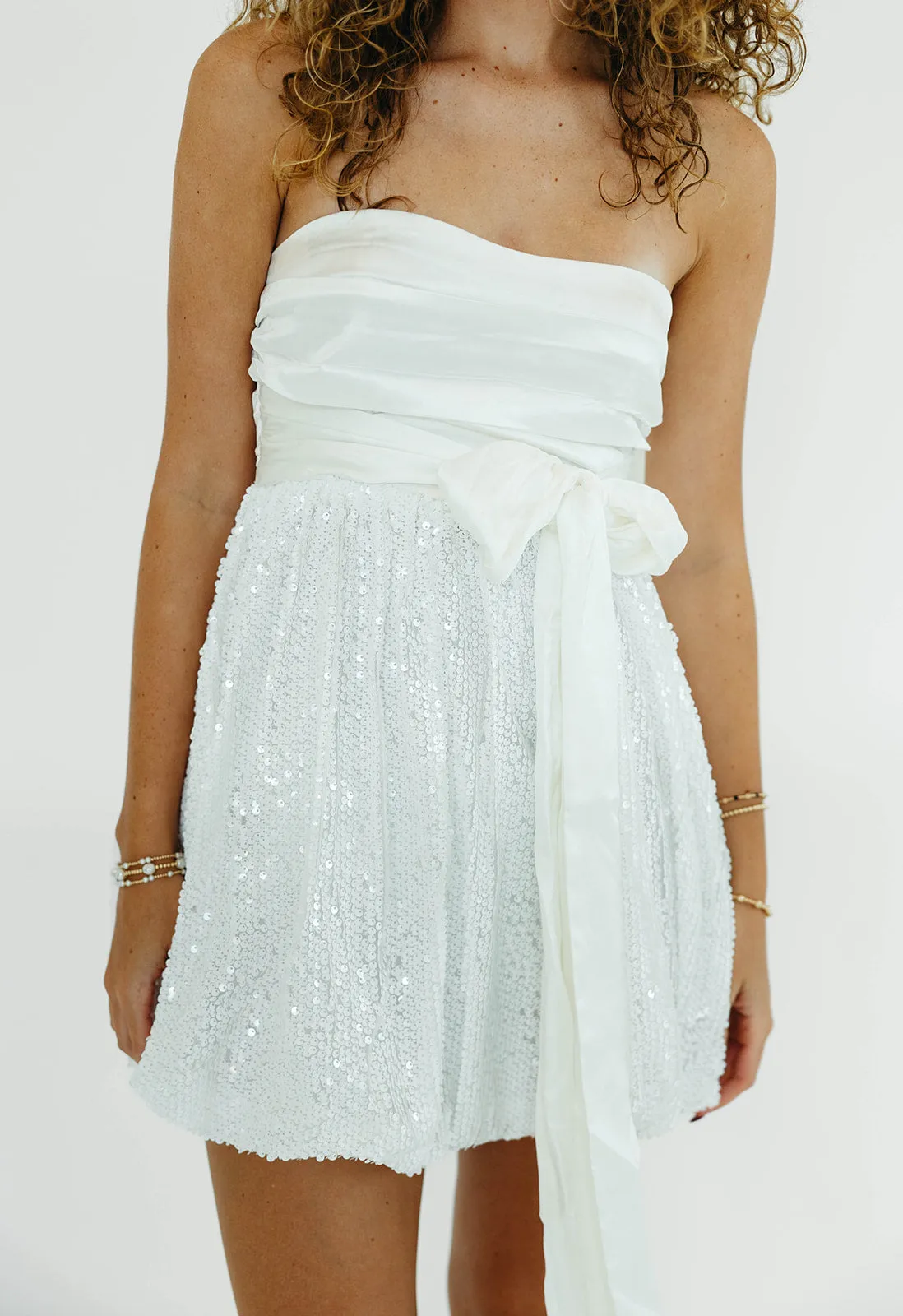 Been Wishing Sequin Dress - White