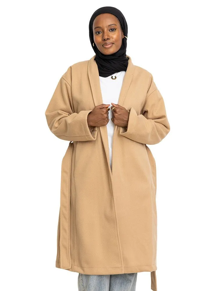Beige RD-Ribbed Long-Feather Jacket
