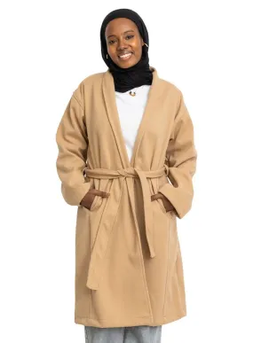 Beige RD-Ribbed Long-Feather Jacket
