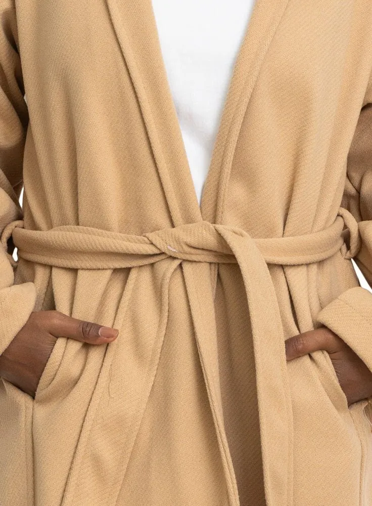 Beige RD-Ribbed Long-Feather Jacket