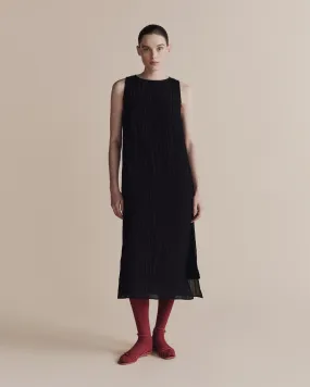 Black Pleated Midi Dress