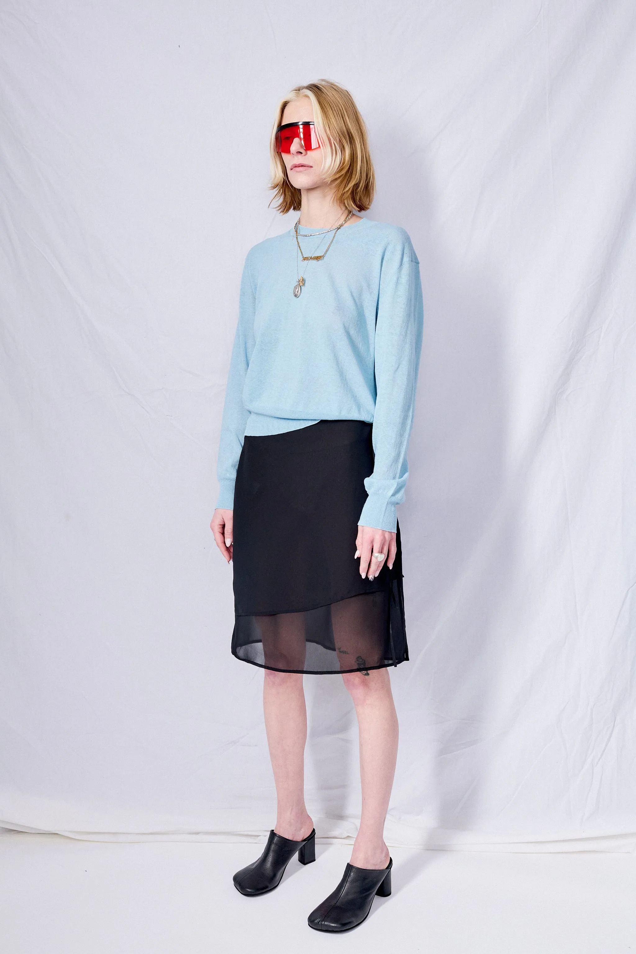 Black See-Through Layered Skirt