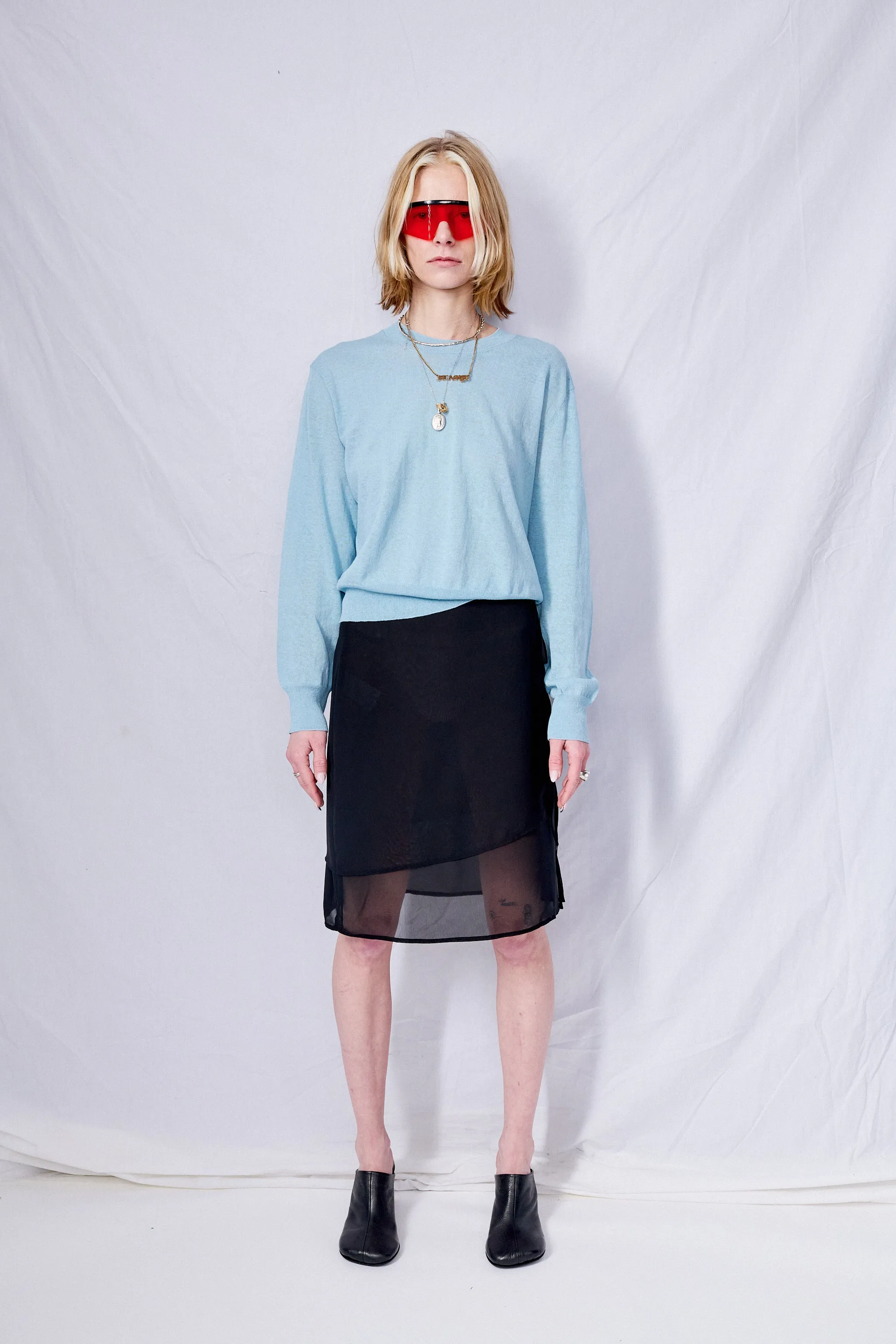Black See-Through Layered Skirt