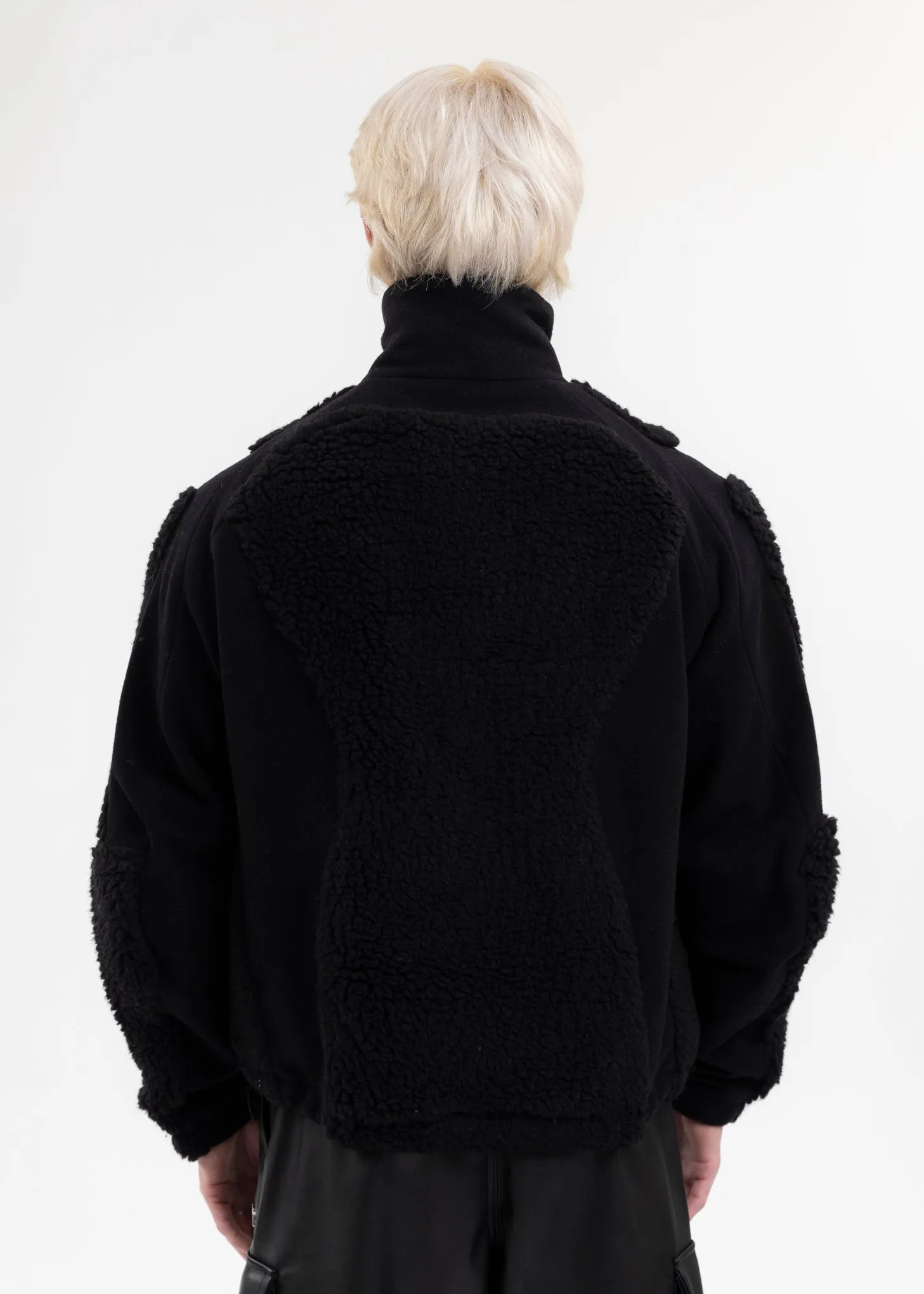 BLACK TWO-TONE FLEECE JACKET