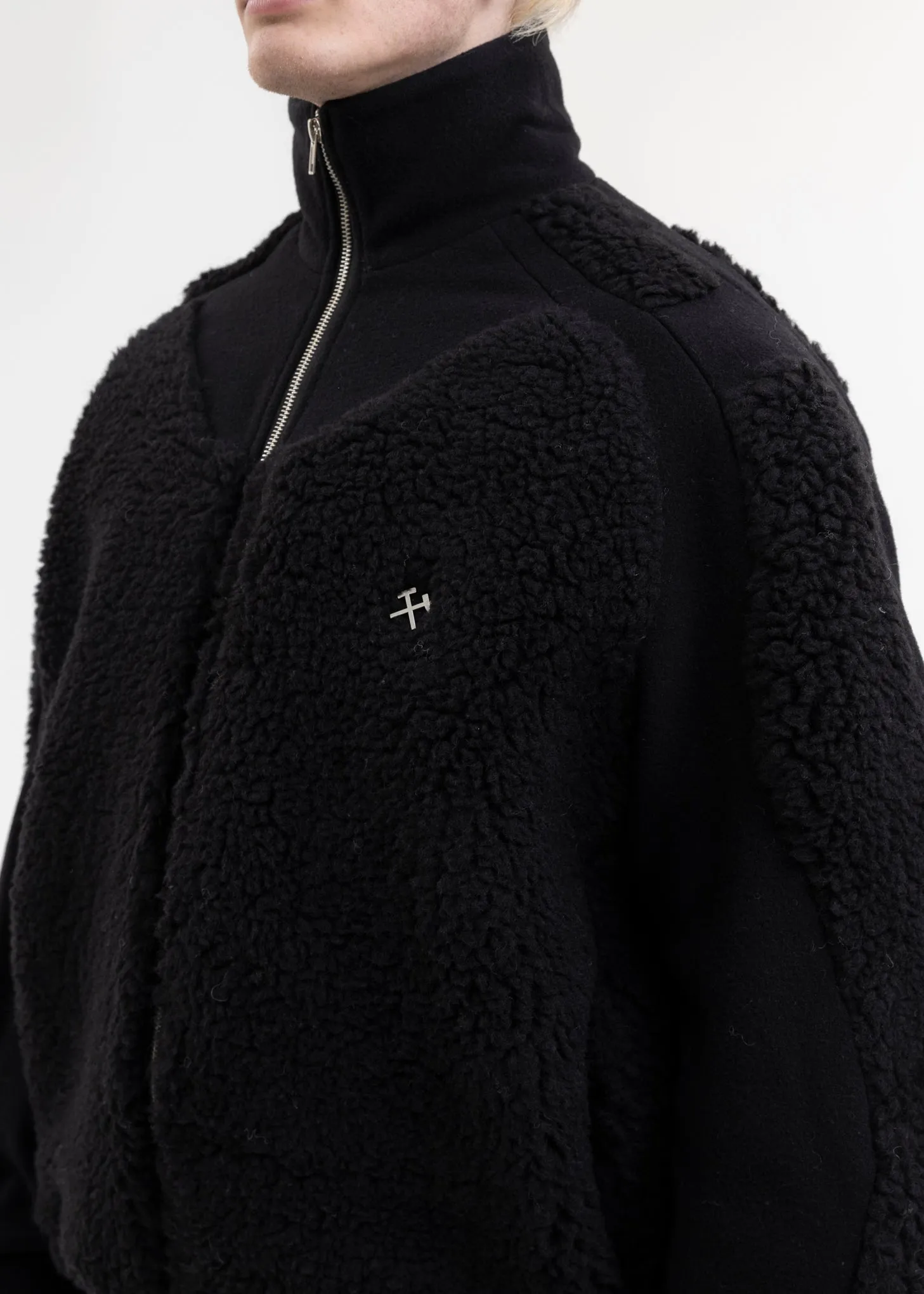BLACK TWO-TONE FLEECE JACKET