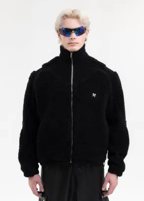 BLACK TWO-TONE FLEECE JACKET