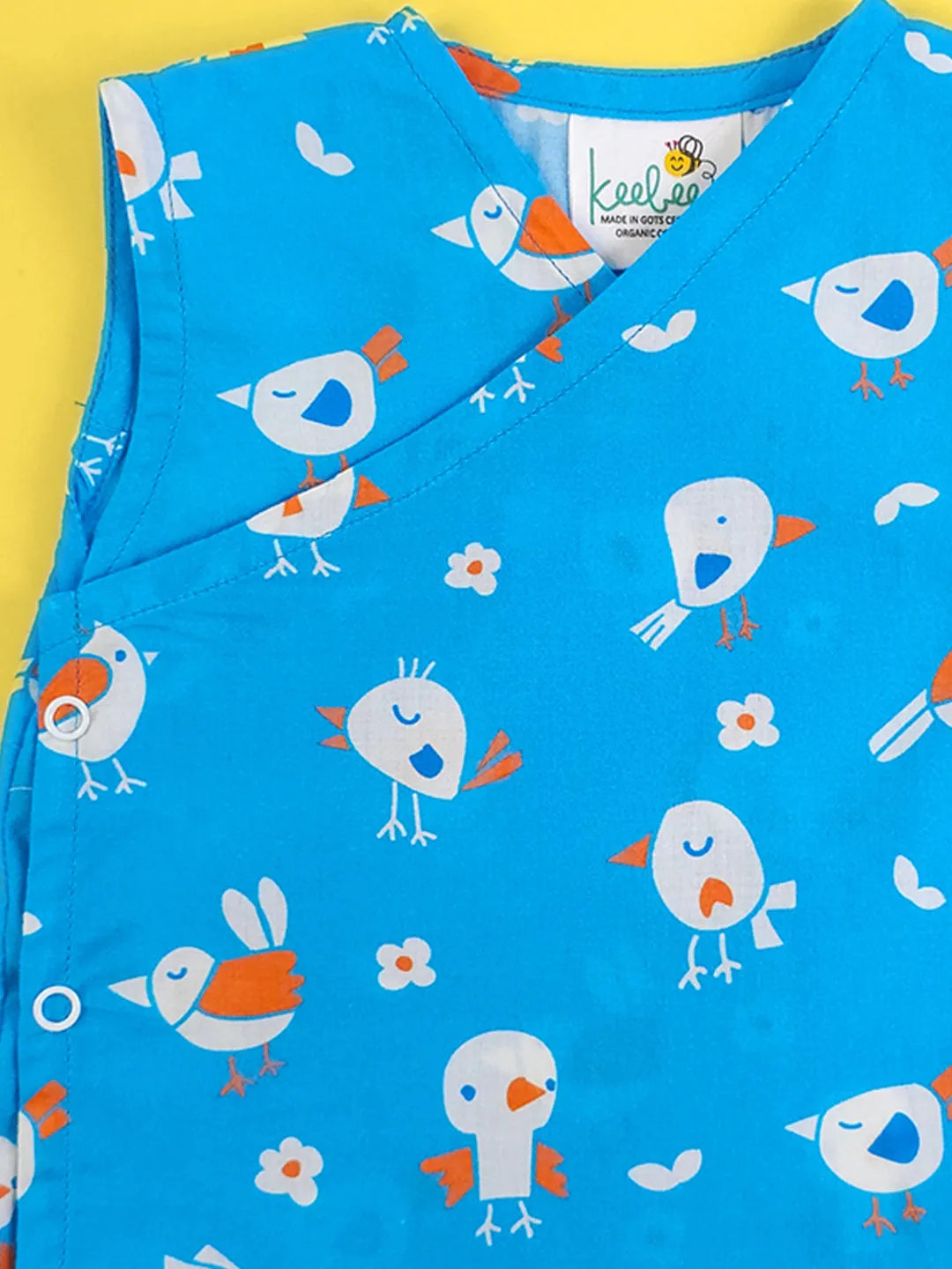 Blue Birdie - Organic Cotton Printed Baby Jabla
