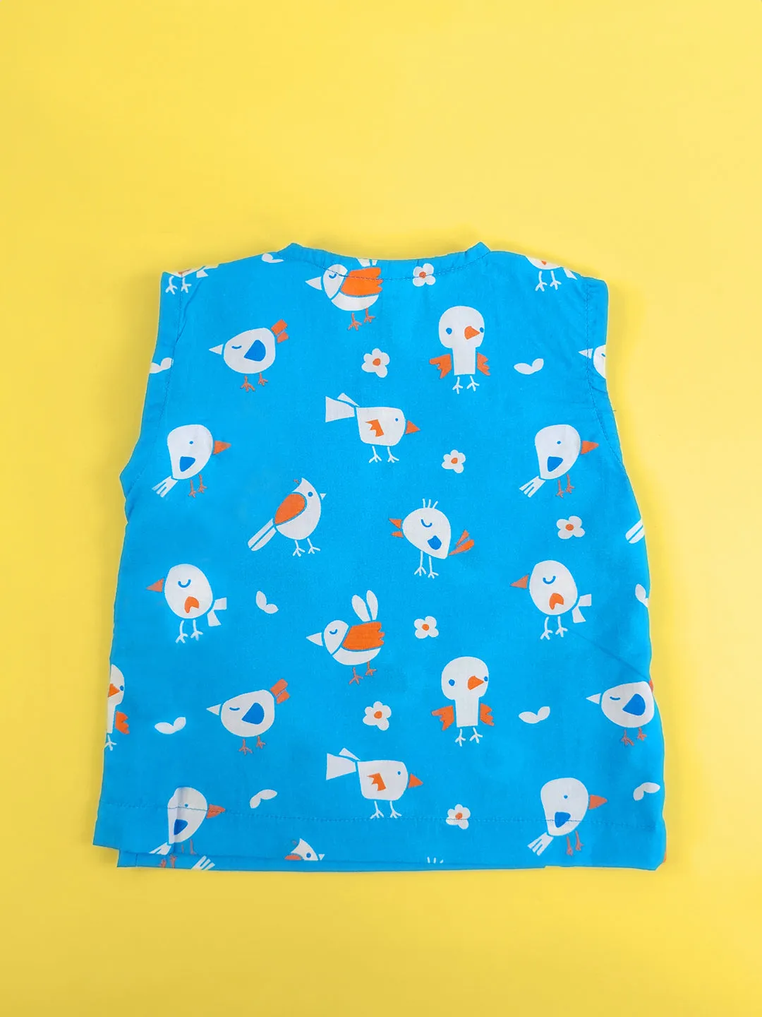 Blue Birdie - Organic Cotton Printed Baby Jabla
