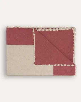 Bordered Knitted Throw - Pink