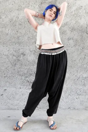 BREATH Women's Organic Cotton Harem Pants (Black, Blue)