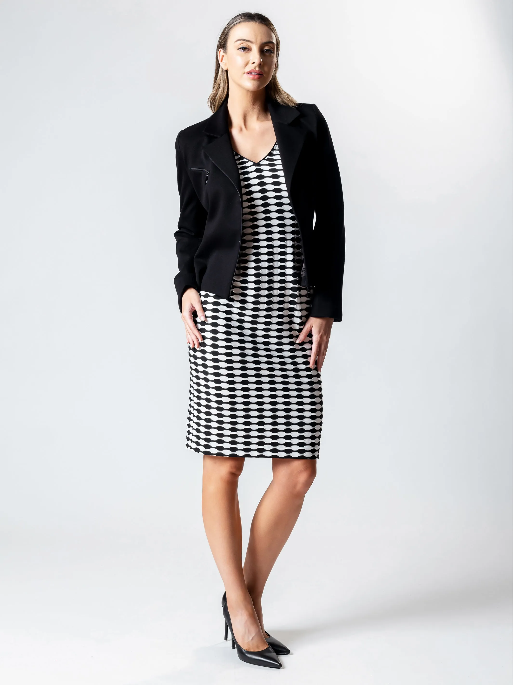 CAMBRIDGE Rib Panelled Business Biker Jacket