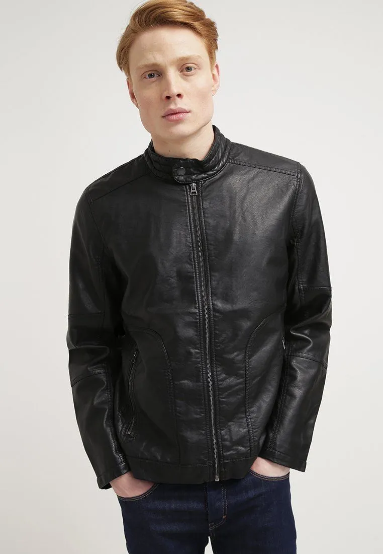 Casa Black Leather Jacket Men Biker Motorcycle