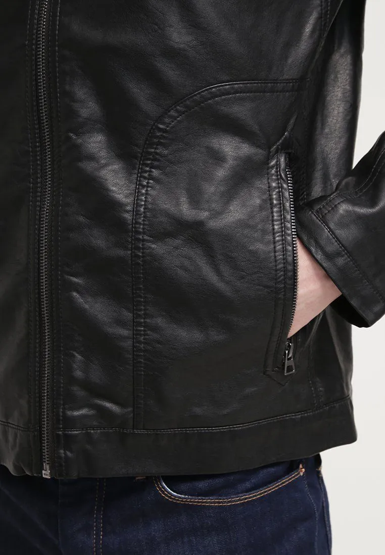 Casa Black Leather Jacket Men Biker Motorcycle