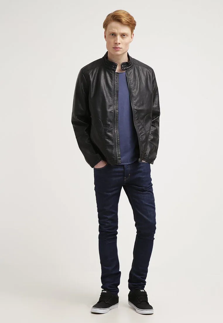 Casa Black Leather Jacket Men Biker Motorcycle